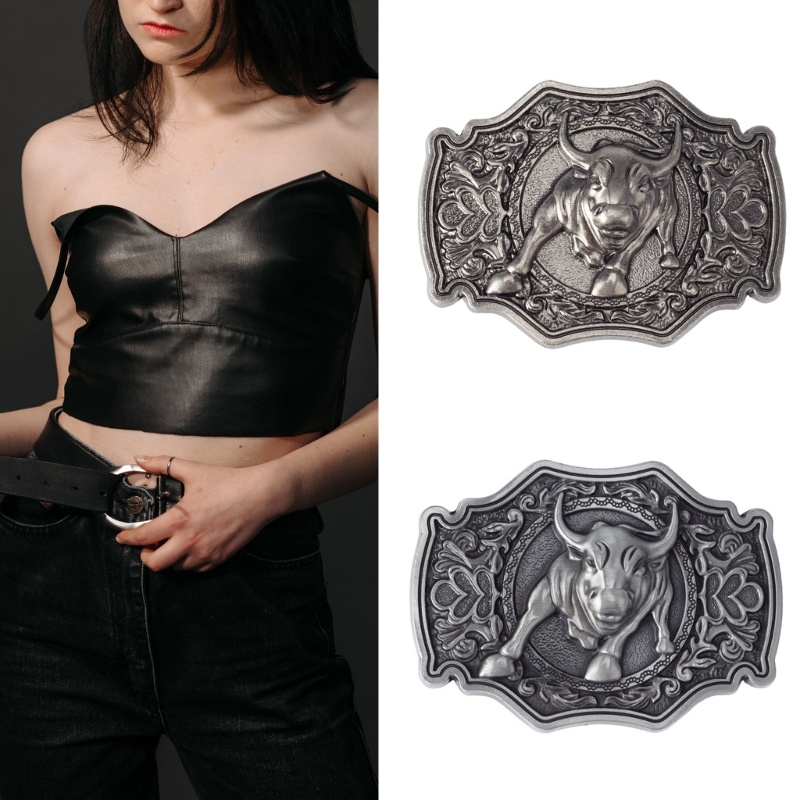 Whi Western Belt Buckle Long Horn Bull Metal Belt Buckle Cowboy Belt Buckle For Men