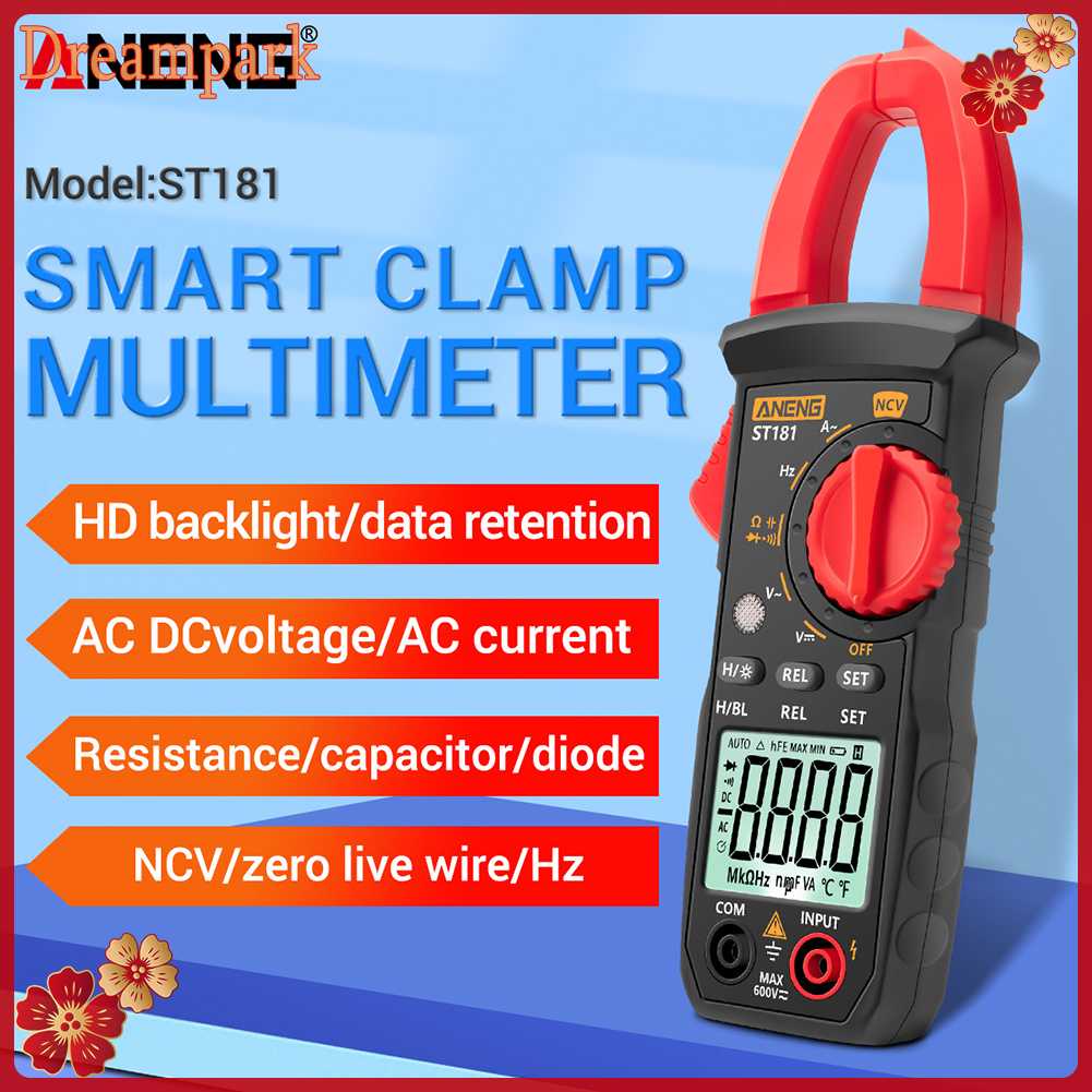 ღDMღANENG ST181 ดิจิตอลแคลมป์มัลติมิเตอร์ 4000 นับโวลต์มิเตอร์วัดกระแส