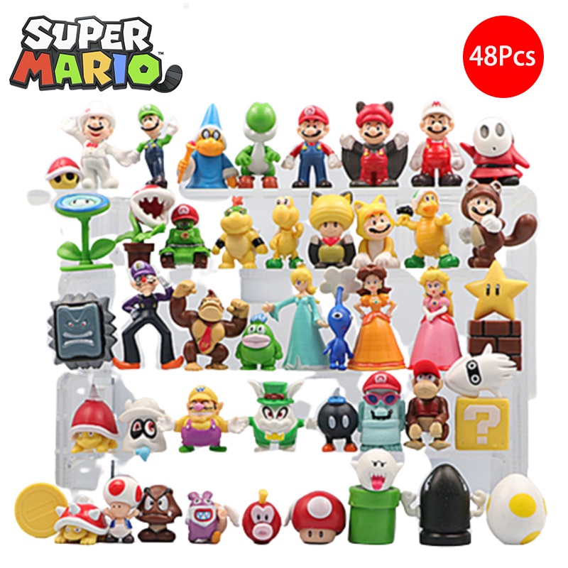 ฟิกเกอร์ Super Mario Action Figure Bros Luigi ของเล่นสําหรับเด็ก 48 ชิ้น ต่อชุด