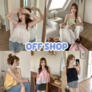 OFF SHOP พร้อมส่ง (OFF-60130) เสื้อสายเดี่ยวผ้าชีฟอง สายปรับได้เกาหลีมากแม่