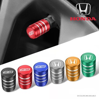 [ Honda ] ฝาครอบวาล์วยางรถยนต์ พิมพ์ลายโลโก้ โลหะ อุปกรณ์เสริม สําหรับ Honda Civic City CR-V Jazz Accord Odyssey Brio Mobilio Fit HR-V 5 ชิ้น