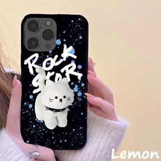 [Lemon] เคสโทรศัพท์มือถือนิ่ม แบบหนา ลายแมวขนหมึก สีดําวาว สําหรับ Iphone 14pro 14promax 13 13pro 13promax 11 12 12pro 12promax XR XSMAX 7P 8P MINI