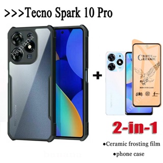 2in1 Tecno Spark 10 Pro เคสโทรศัพท์มือถืออะคริลิค พร้อมฟิล์มเซรามิก สําหรับ Spark 10Pro Spark go 2023