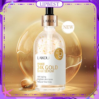 ♕Laikou ภาษาฝรั่งเศสคำ24K Golden Snail Essence Anti Aging Fade Fine Lines Shrink Pores Moisturizing Brightening Facial Skin Face Care 100Ml UPBEST