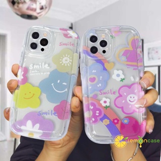 เคสโทรศัพท์มือถือแบบนิ่ม TPU ใส กันกระแทก ลายดอกทานตะวันหน้ายิ้มน่ารัก สไตล์เกาหลี สําหรับ IPhone XR 11 12 13 14 PRO MAX 6 7 6S 8 14 Plus X XS MAX 11 12 13