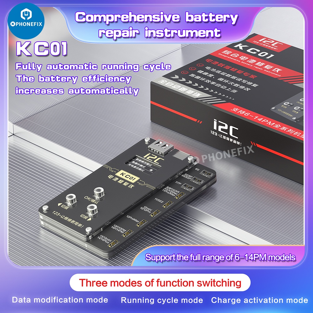 I2C KC01 แบตเตอรี่ซ่อมเครื่องมือสําหรับ iPhone 11 12 13 Pro Max 14 แบตเตอรี่ข้อมูลอ่านเขียนแบตเตอรี่