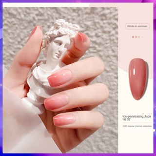 สีทาเล็บเจล สีเจลใสๆ gel nail polish ฤดูใบไม้ร่วงและฤดูหนาวสุทธิสีแดงสียอดนิยมใหม่ส่องไฟเจลน้ำแข็งใสสีทึบ