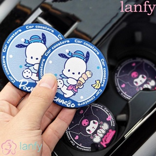 Lanfy แผ่นรองแก้วน้ํา กันลื่น ลายการ์ตูนหมีน่ารัก สีแดง อุปกรณ์เสริม สําหรับตกแต่งภายในรถยนต์