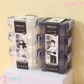 Lanfy กล่องพลาสติกใส PP อเนกประสงค์ ขนาดเล็ก สําหรับใส่จัดเก็บของ 3 ชิ้น