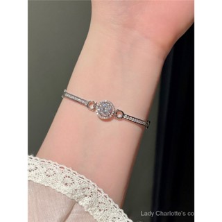 [0420]Gift Close Friend Entry Lux Accessible Luxury Classic Flash Single Diamond Micro Inlaid Zircon Fine Gang Drill White Gold Plated High-Grade Temperament Bracelet Bracelet for