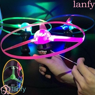 Lanfy เฮลิคอปเตอร์บิน UFO มีไฟ LED เรืองแสง ของเล่นสําหรับเด็ก