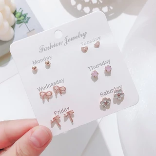 ส่งของทุกวันในไทย🧸 ต่างหู น่ารัก มินิมอล พร้อมส่ง ต่างหูเซ็ทละ 6 คู่ แฟชั่น เครื่องประดับสำหรับผู้หญิง