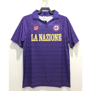 เสื้อกีฬาแขนสั้น ลายทีมชาติฟุตบอล Fiorentina 89-90 Fiorentina ชุดเหย้า สไตล์วินเทจ แห้งเร็ว สําหรับผู้ชาย ไซซ์ S-XXL