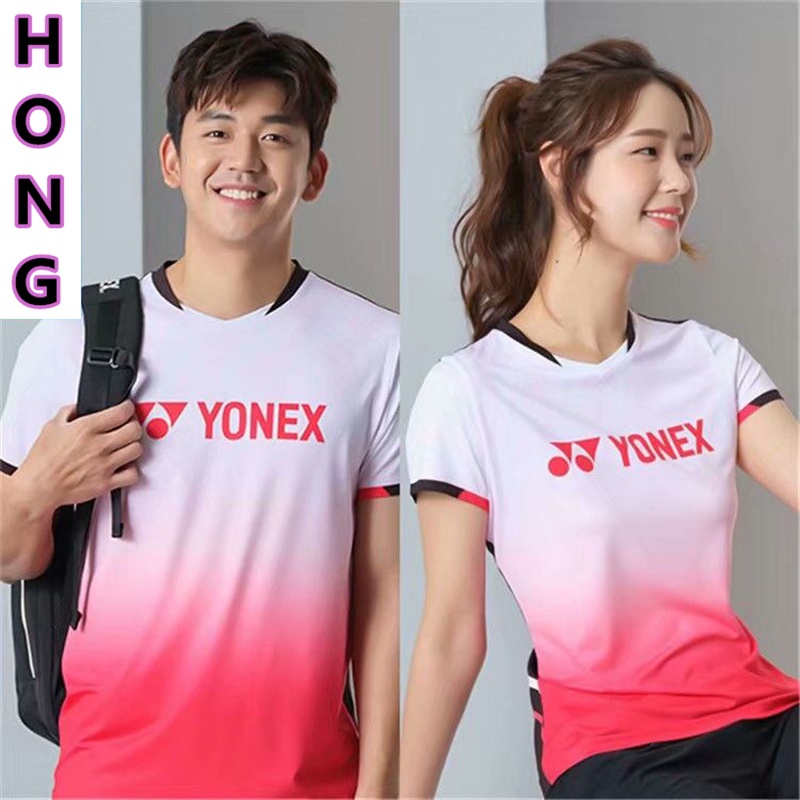 Yonex ชุดแบดมินตัน ผู้ชายและผู้หญิง จับคู่ เสื้อแฟชั่น เสื้อกีฬา สําหรับผู้ชาย ผู้หญิง แขนสั้น กางเกงขาสั้น ชุดสูท