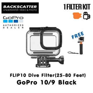 GoPro 11 / 10 / 9 Protective Housing + Backscatter Flip10 Dive Filter (25-80 feet)(8-24 M) + Floating Hand Grip