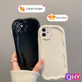 Qhy - พร้อมส่ง เคสโทรศัพท์มือถือ แบบใส หนา ลายคลื่นลูกใหม่ สีขาว ดํา สําหรับ Iphone 7 8 Plus XR xs 11 12 13 14 Pro Max