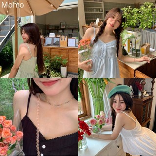 MOMO~เสื้อกั๊ก Halter ลูกไม้ Halter Vest เสื้อกั๊ก Halter หลวม เสื้อที่มีสายรัดบาง MQ180