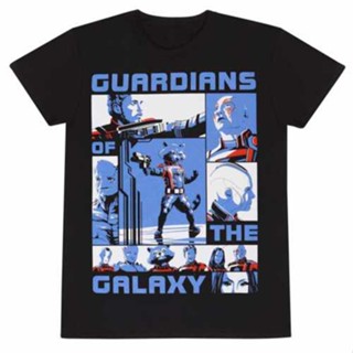 ใหม่ เสื้อยืด ผ้าฝ้าย ระบายอากาศ พิมพ์ลาย Guardians Of The Galaxy Vol.3 Official Shape Marvel สีดํา