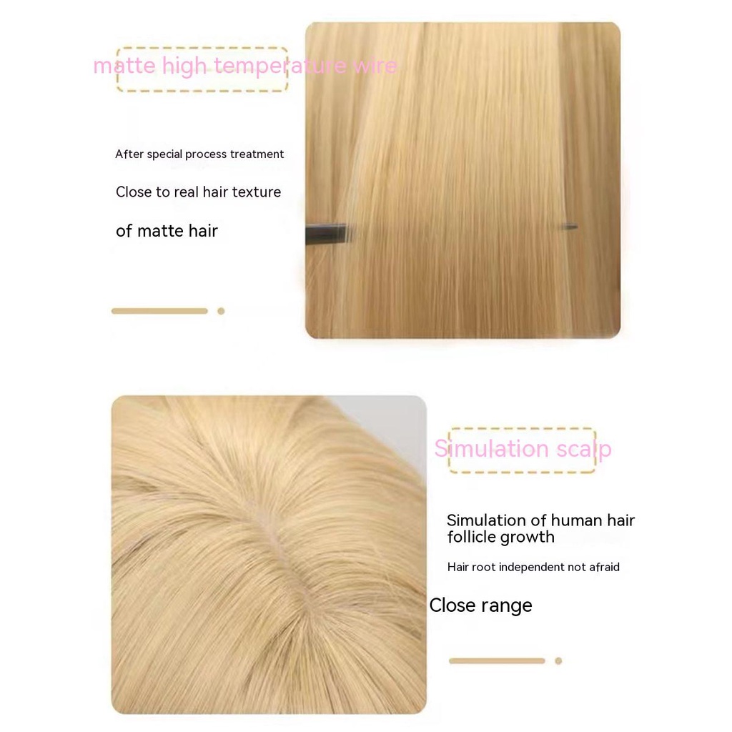 ผมปลอม ผมยาวตรง สีเบจ น่ารัก แบบสากล สําหรับเด็กผู้หญิง ราคา ถูกที่สุด ดีลบีเคเค แกลเลอรีภาพที่ 5