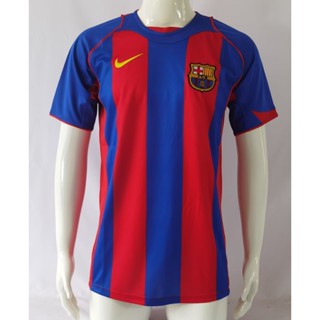 เสื้อกีฬาแขนสั้น ลายทีมชาติฟุตบอล Barcelona 04-05 ชุดเหย้า แนวเรโทร แห้งเร็ว สําหรับผู้ชาย ไซซ์ S-XXL