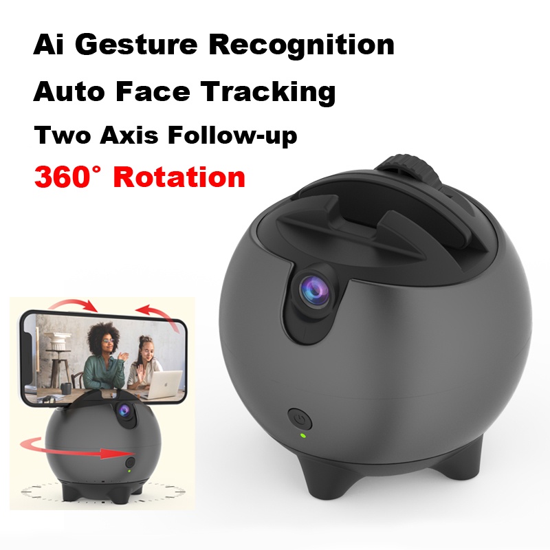 AI การจดจําท่าทางสองแกนติดตามใบหน้าอัตโนมัติติดตามกล้องขาตั้งกล้อง360° Rotation Selfie Stick โทรศัพท