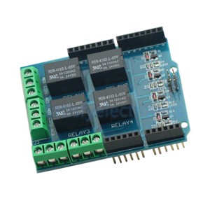 รีเลย์ 4 ช่อง สำหรับบอร์ด Arduino 4 Channel Relay Shield for Arduino