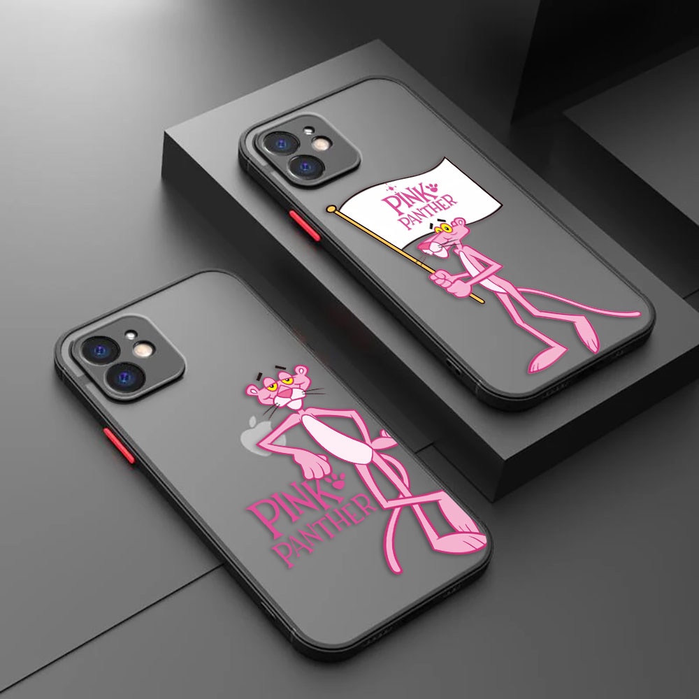 เคสโทรศัพท์มือถือ ผิวด้าน ลายธงพิงค์แพนเตอร์น่ารัก สําหรับ Apple iPhone 14 11 12 13 Plus Pro Max XR XS X 6 6s 7 8 SE 2020 2022 Plus Mini Max