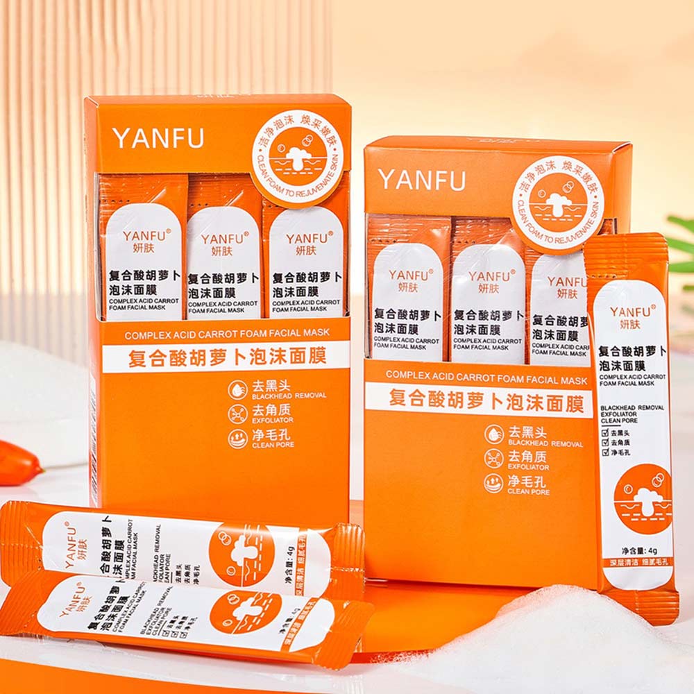 YANFU Complex Acid Carrot Foam Facial Mask Pore Cleansing Bubble Mask Blackhead Remover Face Exfoliate Oil Control