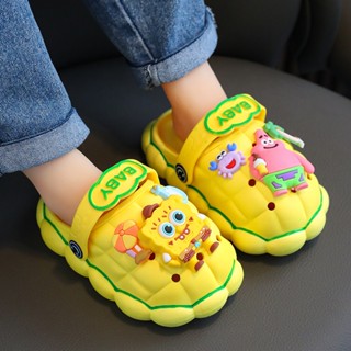 รองเท้าแตะ Crocs ลายการ์ตูน Spongebob น่ารัก กันลื่น เหมาะกับเดินชายหาด แฟชั่นฤดูร้อน สําหรับเด็กผู้ชาย และเด็กผู้หญิง