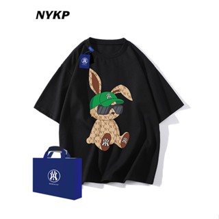 เสื้อเชิ้ตแขนสั้น ทรงหลวม ลาย NY Honmei ปีกระต่าย แฟชั่นฤดูร้อน สําหรับผู้ชาย และคู่รัก