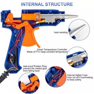 เครื่องมือช่าง ปืนกาวแท่ง ปืนยิงกาว Super Hot Melt Glue Guns ปืนยิงกาวร้อน GT-10 100W (สีน้ำเงิน)