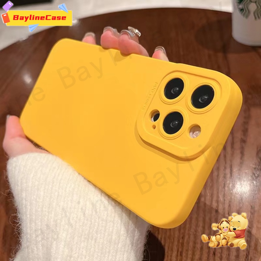 เคสโทรศัพท์มือถือ ซิลิโคนนิ่ม กันกระแทก สีเหลือง เรียบง่าย สําหรับ iPhone 15 11 14 12 13 Pro Max SE 2020 X Xr Xs Max 8 7 6 Plus