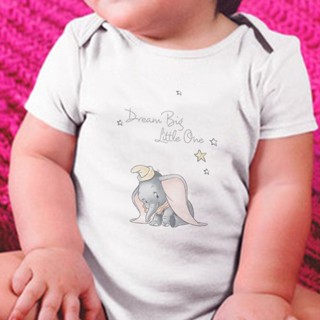 ชุดจั๊มสูทรอมเปอร์ พิมพ์ลายการ์ตูนช้าง Dumbo dream big one graphic Kawaii สําหรับเด็กทารกแรกเกิด
