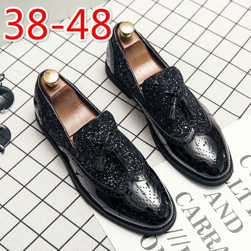 พร้อมส่ง รองเท้าหนัง ผ้าออกซ์ฟอร์ด ลําลอง ขนาดใหญ่ สีทอง สไตล์อังกฤษ สําหรับผู้ชาย ไซซ์ 45 45 46 47 48 3IHO