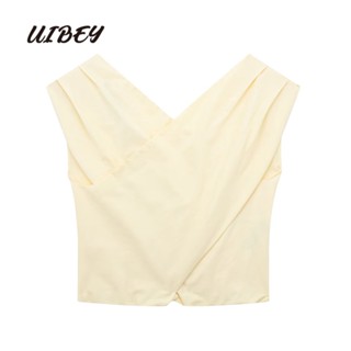 Uibey ขายส่ง เสื้อแขนกุด คอวี จับจีบ 8101