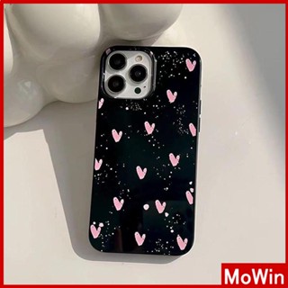 Mowin - เข้ากันได้สำหรับ เคสไอโฟน เคสไอโฟน11 เคส iphone 11 เคส iPhone สีชมพูเคลือบเงา TPU เคสอ่อนกันกระแทกป้องกันกล้อง Simple Black Heart ใช้ได้กับ iPhone 13 Pro max 12 Pro Max 11 xr xs max 7Plus 8Plus