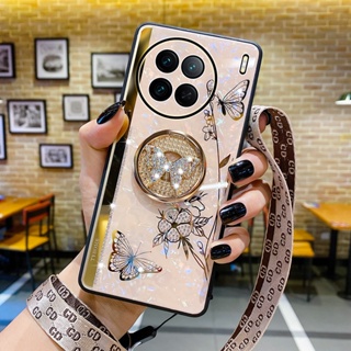 [พร้อมส่ง] เคสโทรศัพท์มือถือแฟชั่น ลายผีเสื้อ มีขาตั้ง สําหรับ vivo X90 X90 Pro X80 X80 Pro X70 X70 Pro