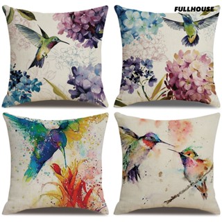 [COD]❦ปลอกหมอนอิง ลายดอกไม้ Hummingbirds ขนาด 45x45 ซม. สําหรับตกแต่งบ้าน โซฟา