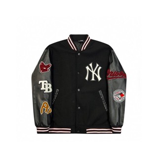 เสื้อแจ็กเก็ตเบสบอล ปักลายโลโก้ MLB NY 22ss ให้ความอบอุ่น กันลม สําหรับผู้ชาย และผู้หญิง