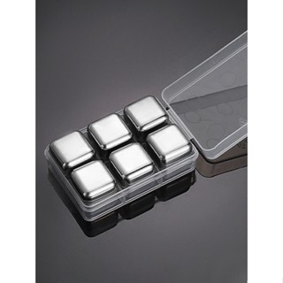 6pcs Metal Freezer Stainless Steel Whiskey Cooler Drinks Vodka Liqueurs Beverage Juice Ice Cube