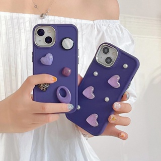 เคสโทรศัพท์มือถือ ลายหัวใจ สีม่วง 3D สําหรับ iPhone 14Pro 11 12 12Pro 12promax 13 13Pro 13promax 14 14promax 11