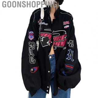 Goonshopping Vintage Jacket  Personalized Color Contrasting Polyester Skin Friendly Comfortable Baseball Jacket Oversized  for Shopping