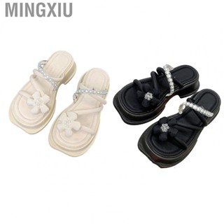 Mingxiu Open Toe Slippers  Versatile Floral Decoration Fashionable Fairy Style Thick Bottom Women Sandals  for Shopping for Travel