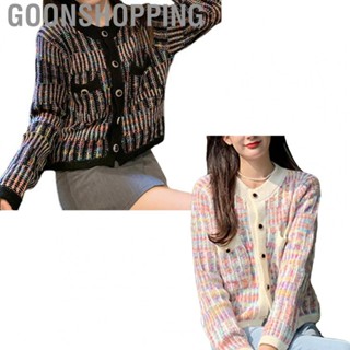 Goonshopping Button Up Sweater  Crewneck Elegant Knit Outwear Multicolor Pocket Soft  for Christmas Party