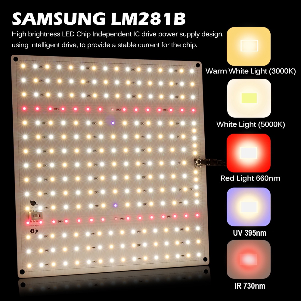 โคมไฟ 110-277V 1500W ไฟปลูกต้นไม้ SamsungLM281B IR&amp;UV Led Grow Light Full Spectrum