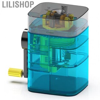 Lilishop Manual Pencil Sharpener Automatic Pen  Hand Cranking Clear Structure Plastic Metal Portable Transparent Blue