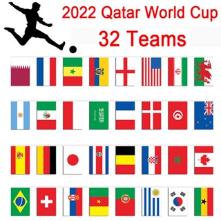 ธงแบนเนอร์ ลายฟุตบอล World Cup 32 ทีม 2022 10 ม. 20 ม. 10 ม. 12 ม. 2022 32 ธง สําหรับตกแต่งบาร์