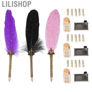 Lilishop Quill Pen Set  Vintage Style Smoothing Writing Feather Pen  for Home for School for Office