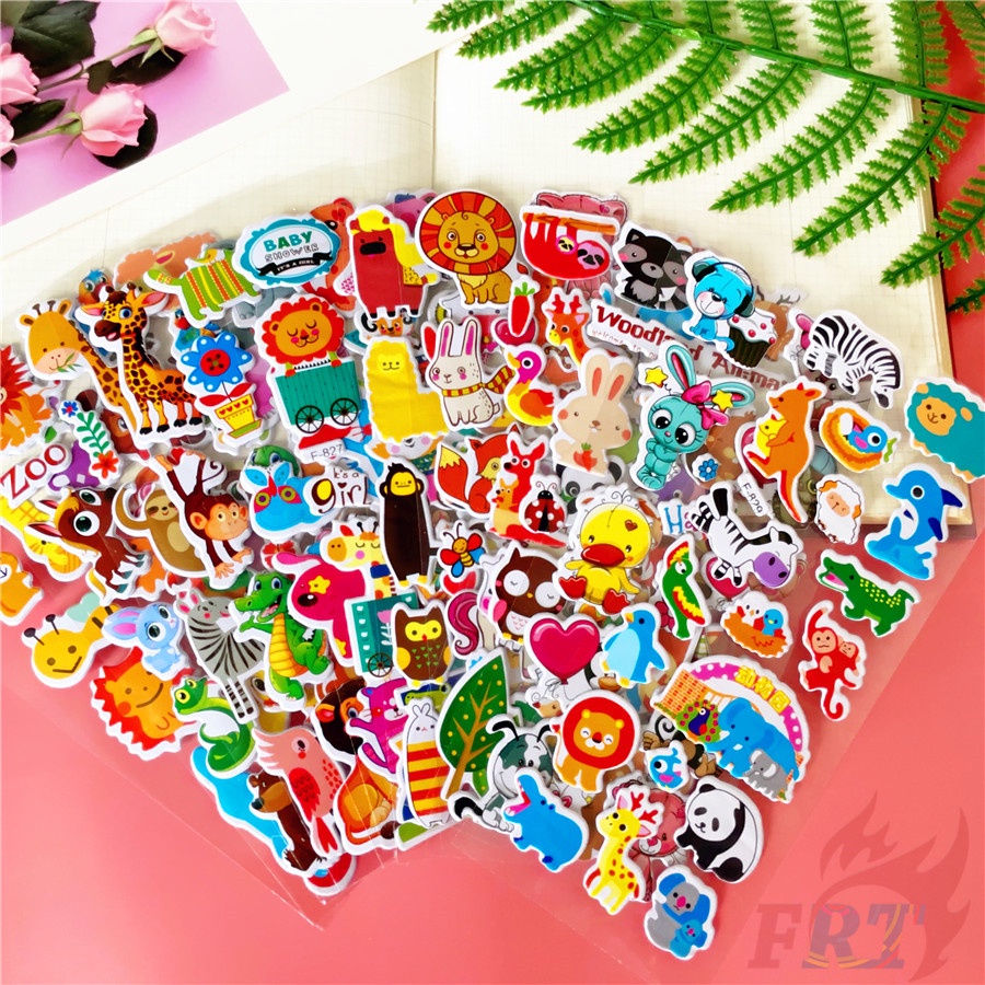 ❀ Zoo Animals Series 01 DIY Rewards Sticker ❀ 12Sheets/set Cartoon 3D Puffy Bubble Stickers Waterpoof Toys PVC Stickers