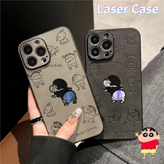 เคสโทรศัพท์มือถือแบบแข็ง ไล่โทนสี ลายชินจัง ไล่โทนสี แฟชั่น สําหรับ for  IPhone 15 pro max 14 Plus 11 12 13 14 Pro MAX X XR XS MAX